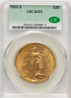 1922-S $20 CACG Secure Saint-Gaudens Double Eagle CACG AU55