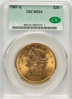 1901-S $20 Liberty Double Eagle CACG MS64