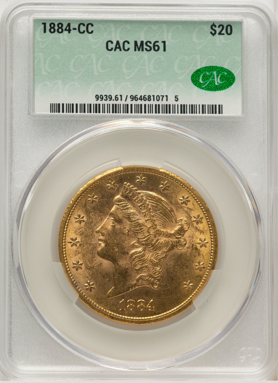 1884-CC $20 Liberty Double Eagle CACG MS61
