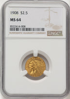 1908 $2.50 Indian Quarter Eagle NGC MS64 (774795003)