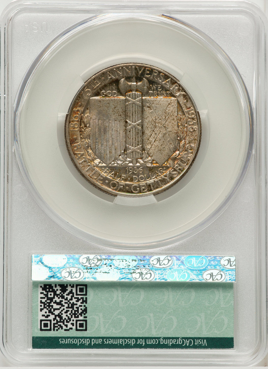 1936 50C Gettysburg Commemorative Silver CACG MS67