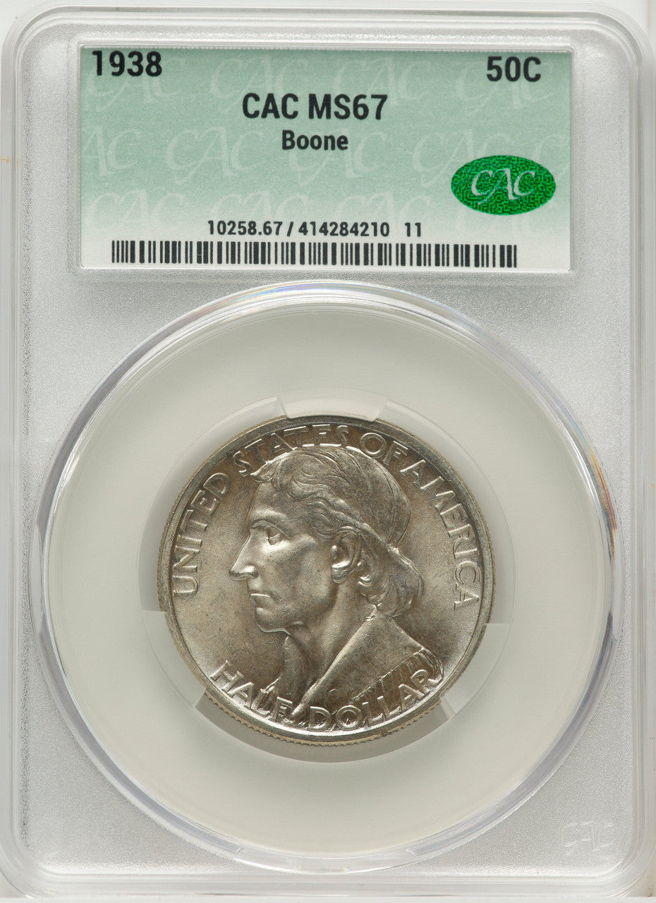 1938 50C Boone Commemorative Silver CACG MS67
