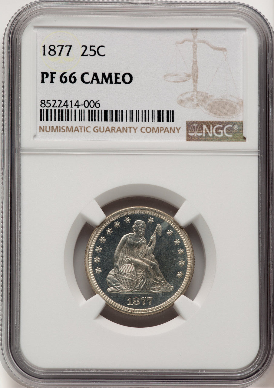 1877 25C CA Proof Seated Quarter NGC PR66