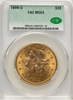 1899-S $20 Liberty Double Eagle CACG MS63