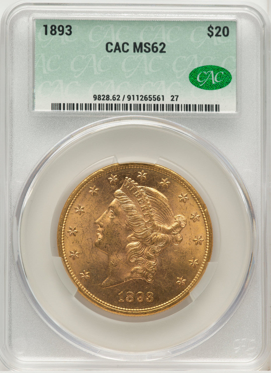 1893 $20 Liberty Double Eagle CACG MS62