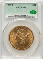 1891-S $20 Liberty Double Eagle CACG MS62 (773481050)