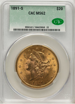 1891-S $20 Liberty Double Eagle CACG MS62 (507267029)