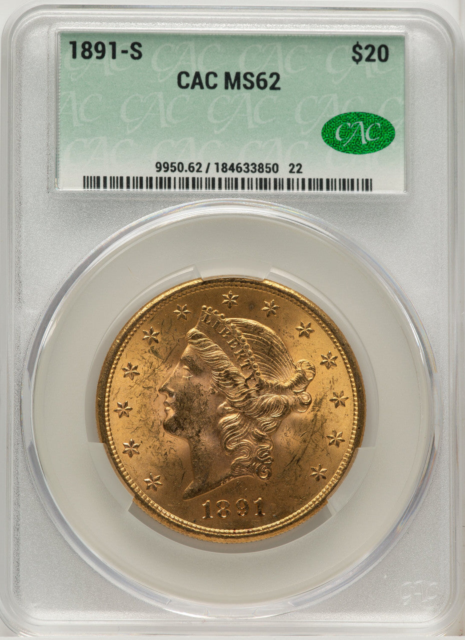 1891-S $20 Liberty Double Eagle CACG MS62 (507267029)