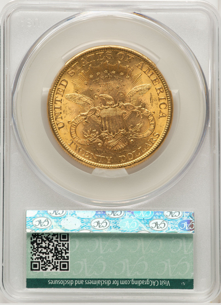 1877 $20 Liberty Double Eagle CACG MS62