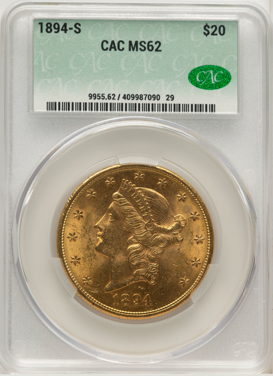 1894-S $20 Mike Castle Liberty Double Eagle CACG MS62