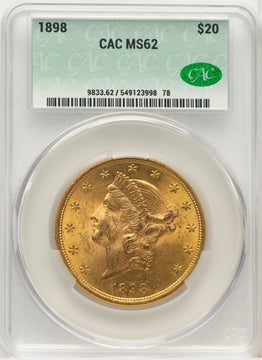 1898 $20 CACG Secure Liberty Double Eagle CACG MS62