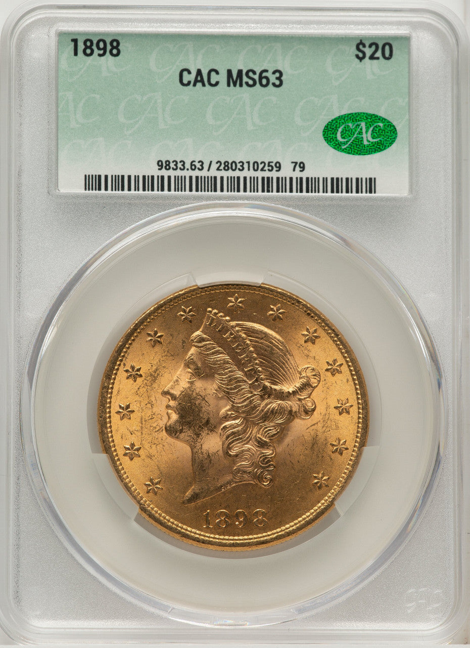 1898 $20 Liberty Double Eagle CACG MS63