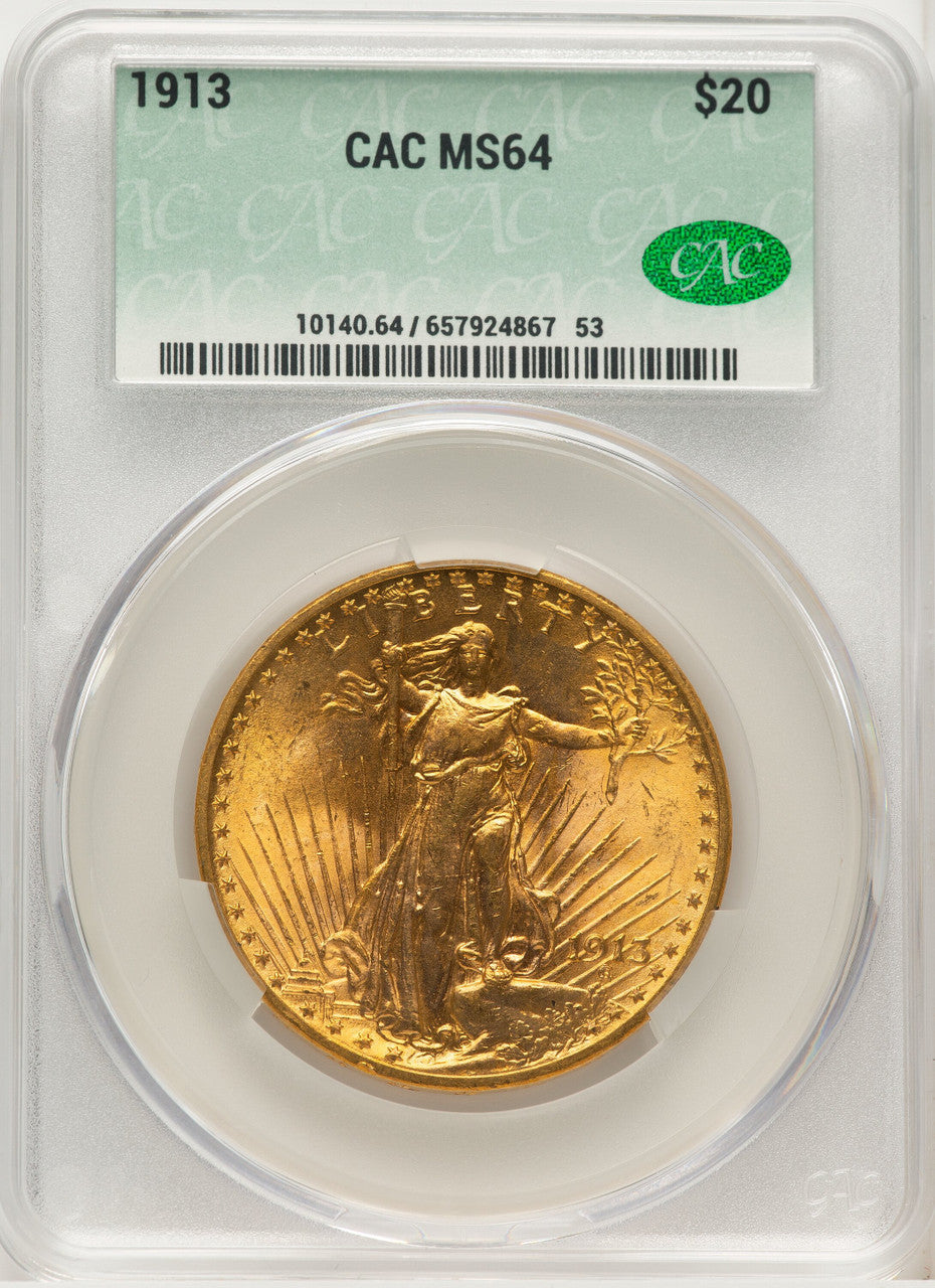1913 $20 CACG Secure Saint-Gaudens Double Eagle CACG MS64