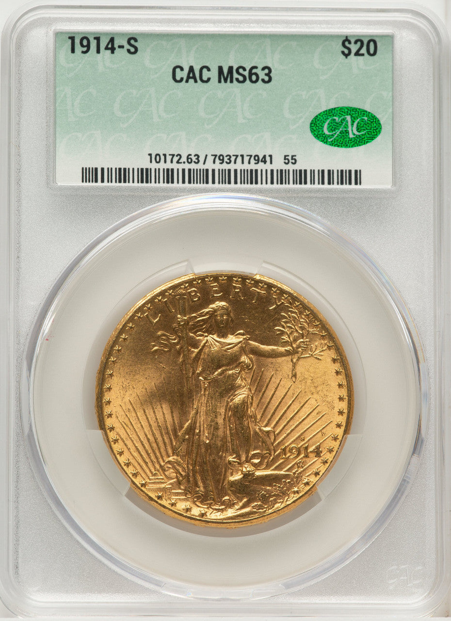 1914-S $20 Saint-Gaudens Double Eagle CACG MS63 (772591035)