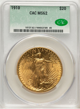 1910 $20 Saint-Gaudens Double Eagle CACG MS62 (775436005)