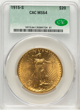 1915-S $20 Saint-Gaudens Double Eagle CACG MS64 (572323051)