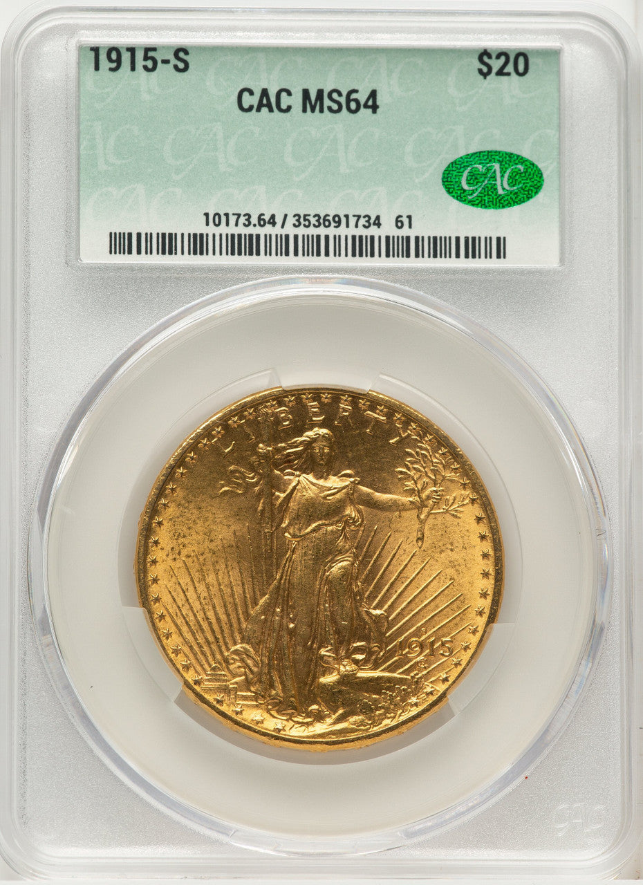 1915-S $20 Saint-Gaudens Double Eagle CACG MS64 (572323051)