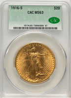 1916-S $20 Saint-Gaudens Double Eagle CACG MS63