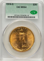 1916-S $20 Saint-Gaudens Double Eagle CACG MS64