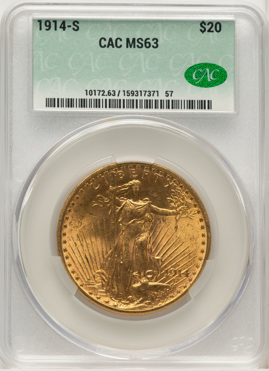 1914-S $20 Saint-Gaudens Double Eagle CACG MS63
