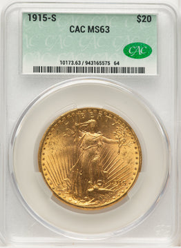 1915-S $20 Saint-Gaudens Double Eagle CACG MS63 (177249034)