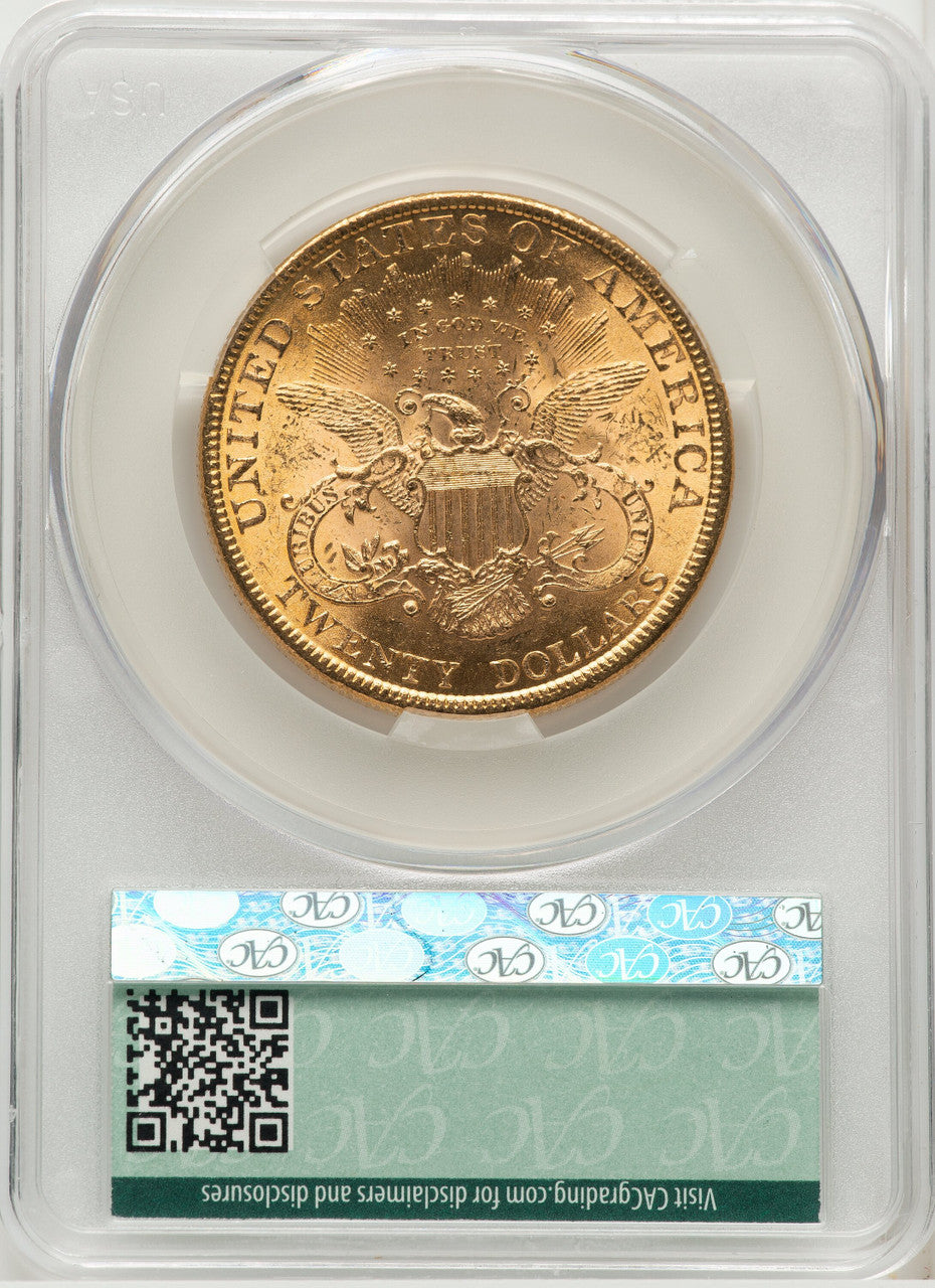 1896 $20 Repunched Date FS-301 Liberty Double Eagle CACG MS62 (507230009)