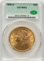 1896-S $20 Liberty Double Eagle CACG MS62 (507266040)
