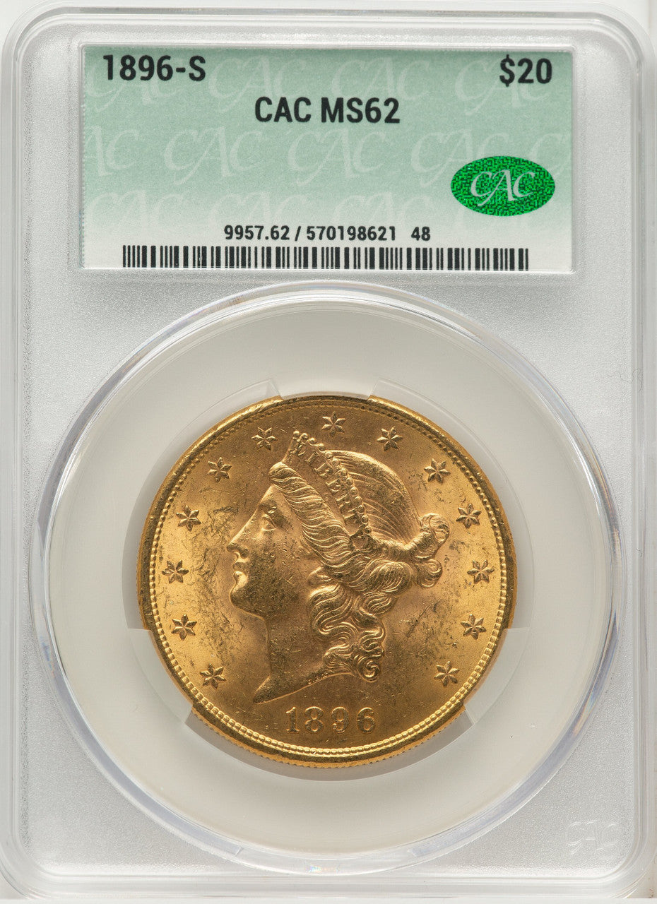 1896-S $20 Liberty Double Eagle CACG MS62 (507266040)