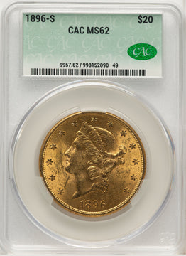 1896-S $20 Liberty Double Eagle CACG MS62 (507266051)