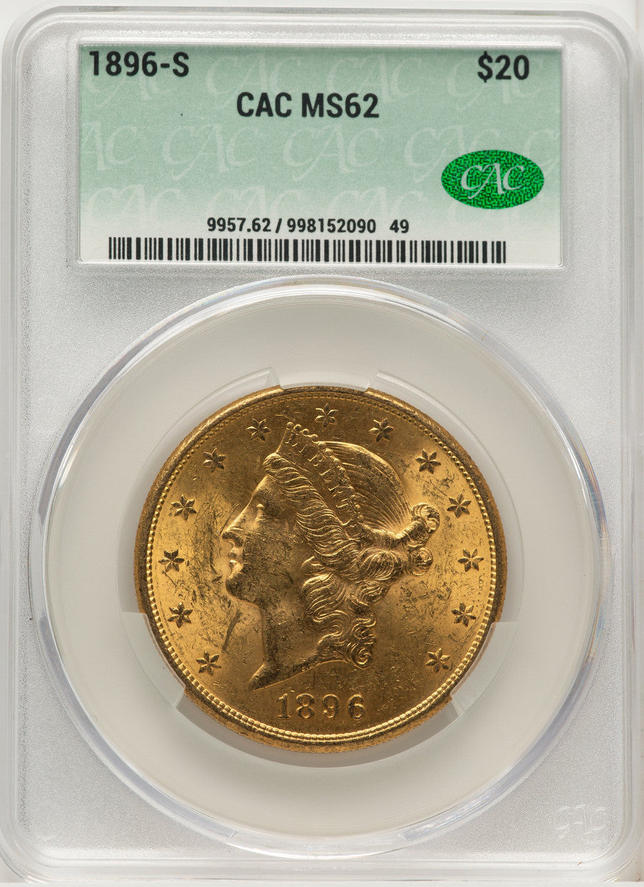 1896-S $20 Liberty Double Eagle CACG MS62 (507266051)
