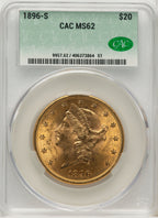 1896-S $20 CACG Plus Liberty Double Eagle CACG MS62+
