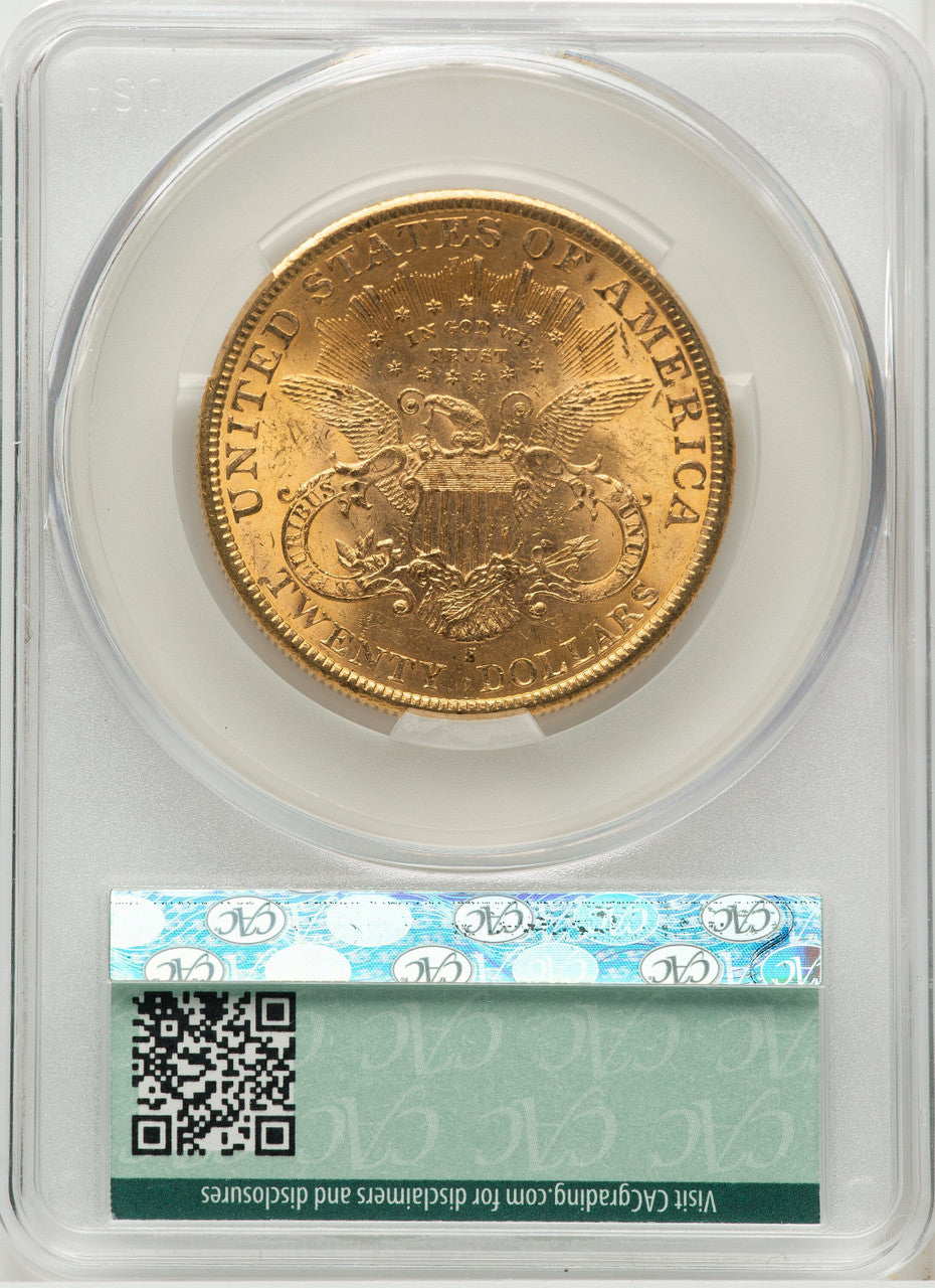 1896-S $20 CACG Plus Liberty Double Eagle CACG MS62+