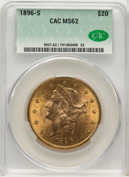 1896-S $20 Liberty Double Eagle CACG MS62 (572307039)