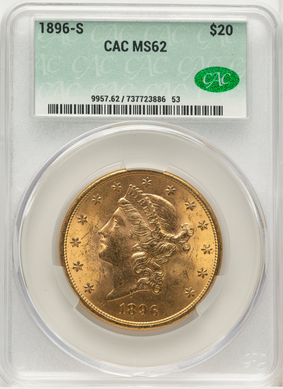 1896-S $20 Liberty Double Eagle CACG MS62 (572260048)