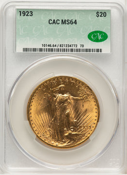 1923 $20 Saint-Gaudens Double Eagle CACG MS64