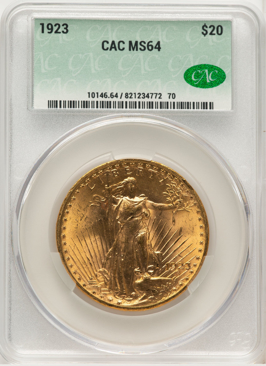 1923 $20 Saint-Gaudens Double Eagle CACG MS64