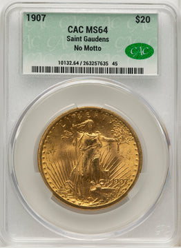 1907 $20 Saint Saint-Gaudens Double Eagle CACG MS64