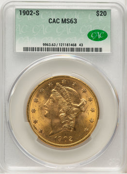 1902-S $20 Liberty Double Eagle CACG MS63