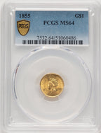 1855 G$1 Type Two Gold Dollar PCGS MS64 (776139003)