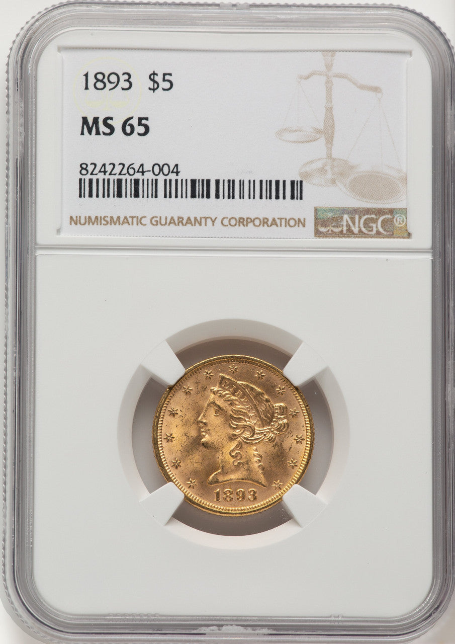 1893 $5 Liberty Half Eagle NGC MS65 (776139015)