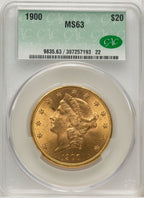 1900 $20 CAC Liberty Double Eagle CACG MS63
