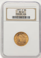 1901-S $5 Liberty Half Eagle NGC MS65