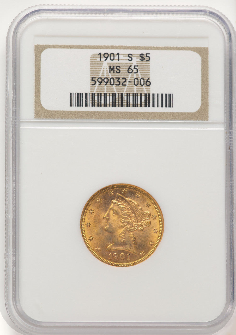 1901-S $5 Liberty Half Eagle NGC MS65