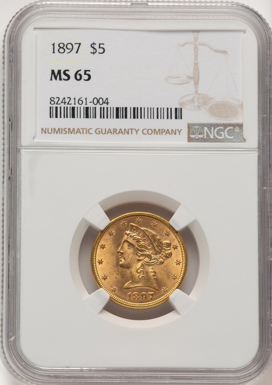 1897 $5 Liberty Half Eagle NGC MS65