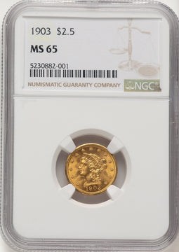 1903 $2.50 Liberty Quarter Eagle NGC MS65 (767402024)