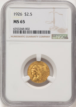 1926 $2.50 Indian Quarter Eagle NGC MS65 (775910004)