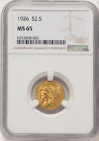 1926 $2.50 Indian Quarter Eagle NGC MS65 (775910004)
