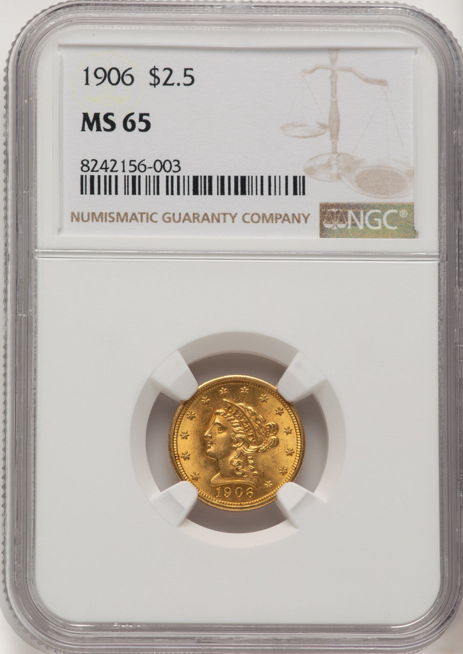 1906 $2.50 Liberty Quarter Eagle NGC MS65 (506636002)