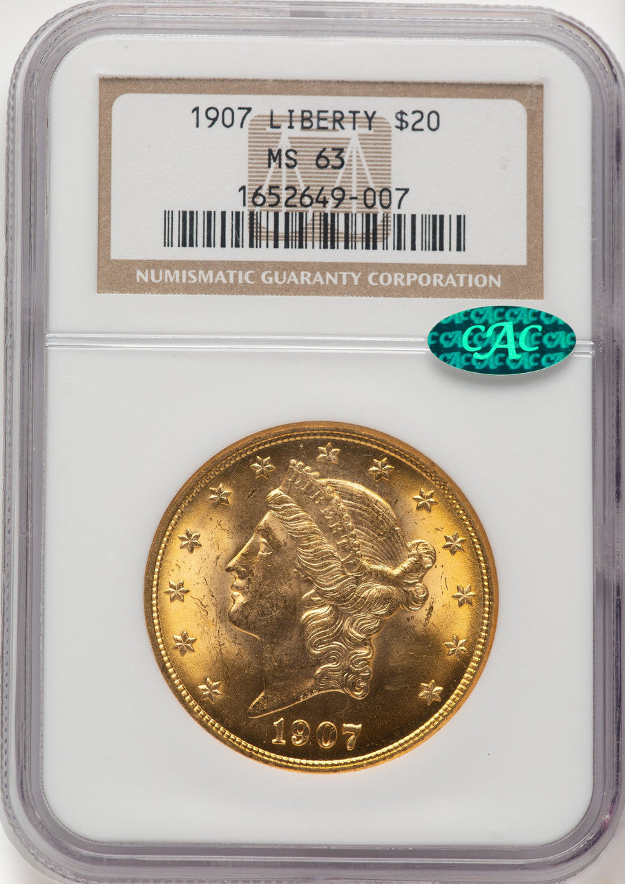 1907 $20 Liberty CAC Liberty Double Eagle NGC MS63 (776085002)