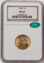 1900 $5 CAC Liberty Half Eagle NGC MS64 (520893026)